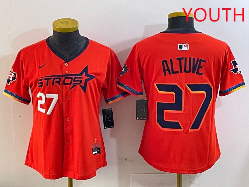 Youth Houston Astros #27 Altuve Orange Fourth generation Joint Name Nike 2025 MLB Jersey style 2